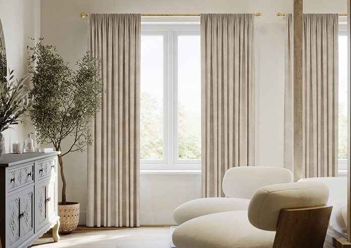 Chenille (Blackout) Pencil Pleat, Cream - Ready Made Curtains - Image 3